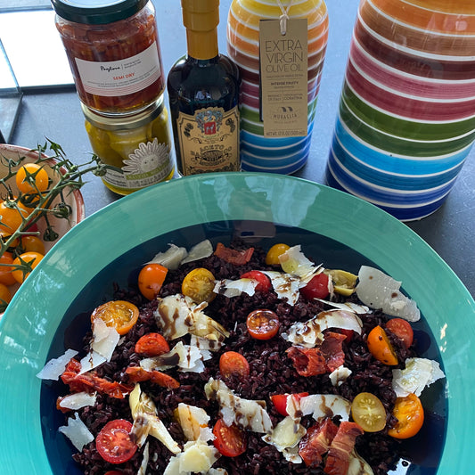 Recette Italienne de salade colorée de riz noir
