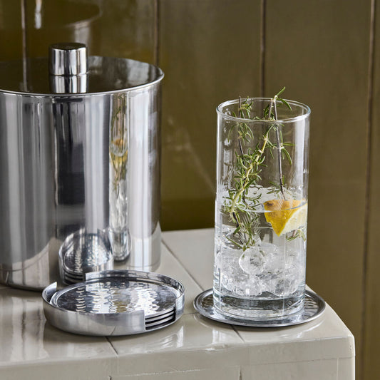 Set de 5 dessous de verre en aluminium martelé