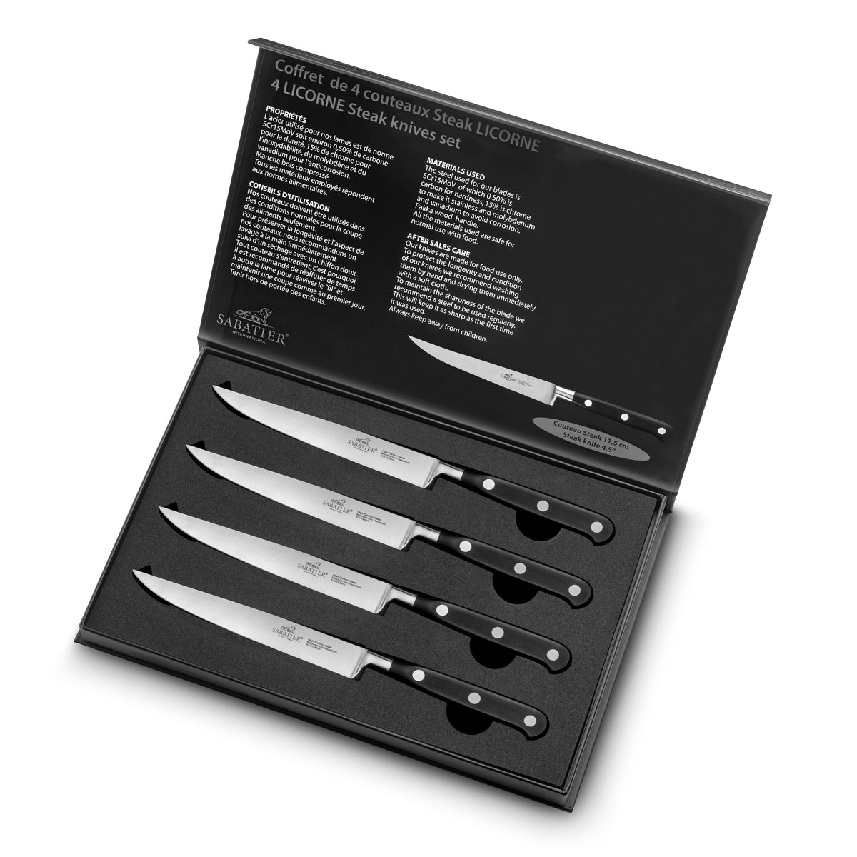 Coffret 4 couteaux à steak LICORNE
