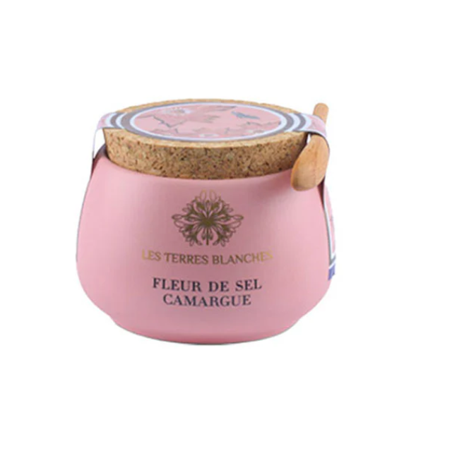 Fleur de Sel de Camargue – Pot en céramique rose avec cuillère