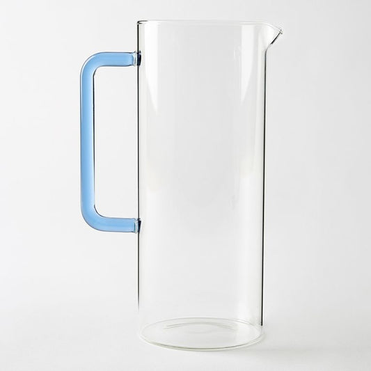 Carafe en verre anse bleue